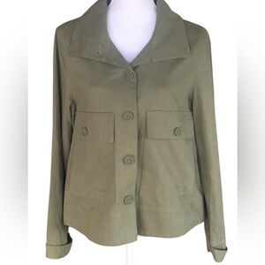A Loves A Green Utility Jacket with Prominent Collar and Relaxed Fit